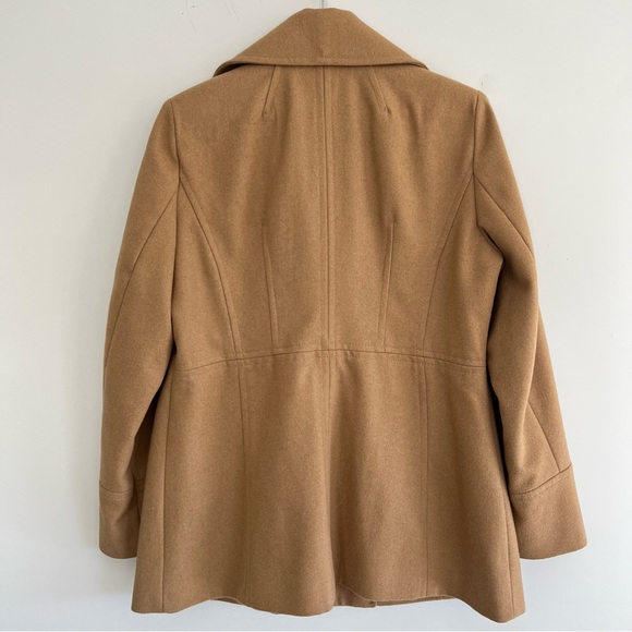LONDON FOG Beige Tan Wool Blend Double Breasted Long Sleeve Pea Coat Jacket Sz L - Picture 7 of 15